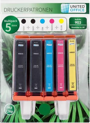 Produktbild von UNITED OFFICE® Druckerpatronen HP Multipack 5er