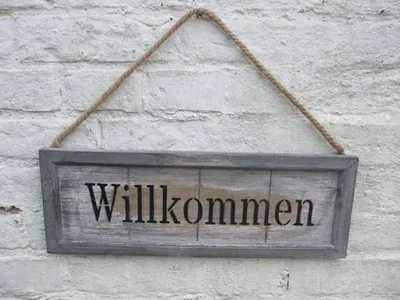 Produktbild von Empfangsschild, Gruß, Holzschild, Willkommen, 49 cm breit, Landhaus