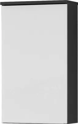 Produktbild von FACKELMANN Hängeschrank KARA / mit Soft-Close-System / Maße (B x H x T): ca. 41 x 70 x 23 cm / Türanschlag links / Möbel fürs WC oder Bad / Korpus: Anthrazit / Front: lackiertes Glas in Weiß
