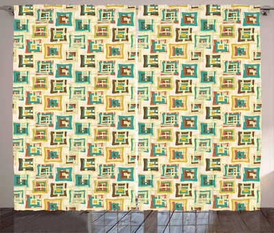 Produktbild von ABAKUHAUS Geometrisch Rustikaler Vorhang, Surreale Puzzleform, Wohnzimmer Universalband Gardinen mit Schlaufen und Haken, 280 x 260 cm, Mehrfarbig