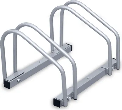 Produktbild von Aopunly Fahrradständer für 2 Fahrräder, 41x32x26cm, aus verzinkt Stahl, Radständer, känn Boden/Wandmontage, für Reifenbreiten 3,5 - 5,5 cm, Silber