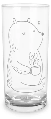 Produktbild von Mr. & Mrs. Panda Tumbler Bär Morgenkaffee 200 ml - Transparent - Geschenk, Freund, für Frauen, Longdrinkglas, Freundin, Cocktailglas, Glasbecher, Hochzeitstag, Glas