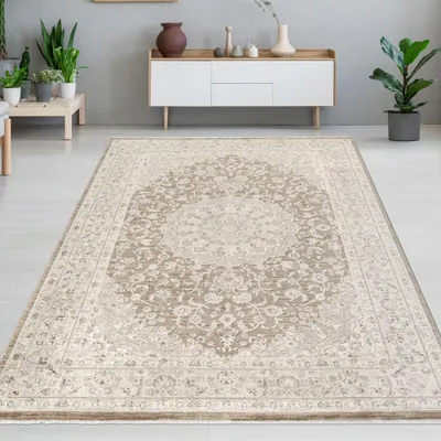 Produktbild von Teppich Beige Vintage Ornament Wohnzimmer elegant Größe - 80 x 300 cm
