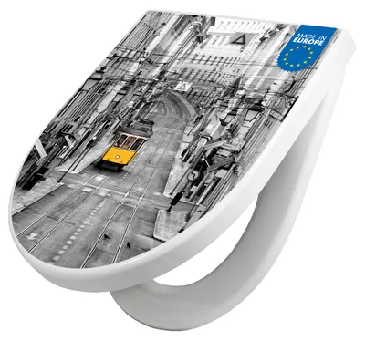 Produktbild von WC Sitz mit Absenkautomatik D Form Motiv Lissabon [TDW3 11113]