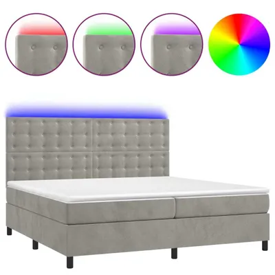 Immagine prodotto di vidaXL Letto a molle con materasso e LED grigio chiaro 200x200 cm in velluto