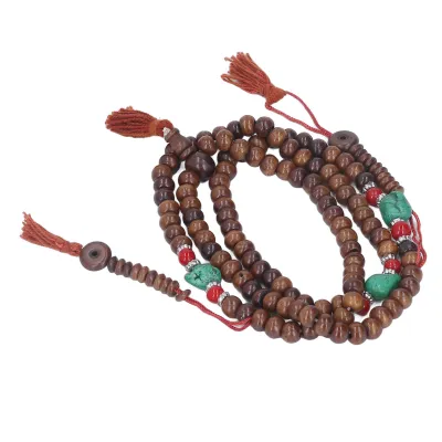 Produktbild von Buddhistische Gebetsperlen 108 Perlen Yak-Knochen Ethnic Style Dark Portable Rosenkranz Perlen Meditation Yoga Rosenkranz Halskette für Heilung