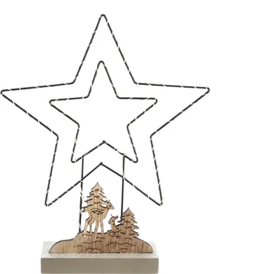 Obrázok produktu pre Svietiaca LED hviezda s drevenou krajinou - cca 27 x 21 cm - na umiestnenie na stojan