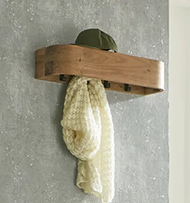 Produktbild von Wandgarderobe >54968< in akazie, schwarz, Massivholz, Metall - 60x13x20 (BxHxT)