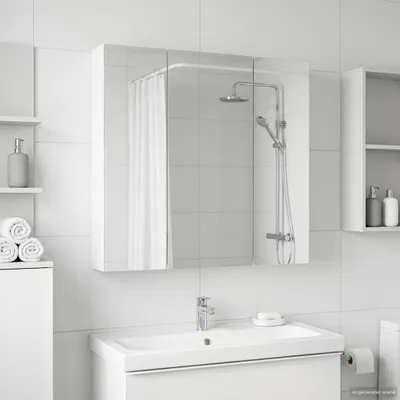 Immagine prodotto di Armadietto a specchio per bagno vidaXL, bianco, 70 x 14,5 x 70 cm, materiale derivato dal legno
