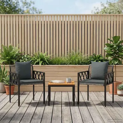 Produktbild von Möbel Gartenmöbel-Set 3 Stk. Grau und Dunkelgrau Poly-Rattan - Gartenmöbelgarnituren &50459