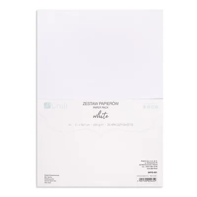 Zdjęcie produktu dla Zestaw papierów 220g biały A4 20ark