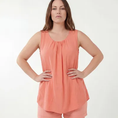 Produktbild von Top Long Shirt ärmelloses Sommer Oberteil Rundhals 36-50 für Damen
