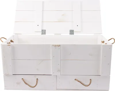 Produktbild von 1x WEIßE TRUHENBANK mit Deckel + 2 Schubladen / NEU / 85,5x42x43,5 cm Stauraum / für Decken, Deko