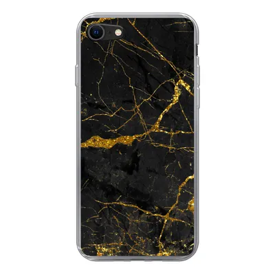Produktbild von MuchoWow® Handyhülle Schutzhülle Hülle für iPhone 8 Marmor - Gold - Schwarz - Marmoroptik - Luxus - Glitzer Silikon Softcase Handy Hülle - Schutzhaube