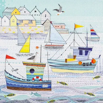 Produktbild von 20 Servietten Boats - Schiffe am Hafen 33x33cm