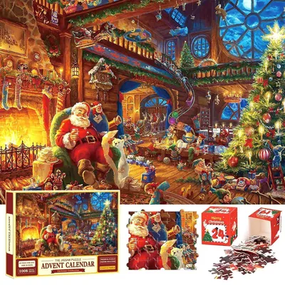 Produktbild von Adventskalender Weihnachtspuzzle 1008 Teile 24 Boxen 50x70cm