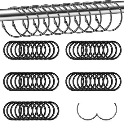 Produktbild von 50 Stücke Gardinenringe zum Öffnen, 50mm Gardinenringe Vorhangringe, Rundringe Vorhang Clips, für Vorhänge, Duschvorhänge und Türvorhänge