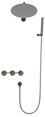 Obrázek produktu pro Sprchová baterie - Sprchová armatura - Sprchový set - Termostatická baterie - Ruční sprcha - Nerezová ocel - Sprcha typu "dešťová sprcha", 25 cm