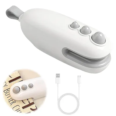 Mini-Taschenversiegelung 2-in-1, tragbar, USB-C, weiß