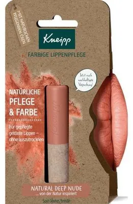 Productafbeelding van Kneipp Natural Deep Nude, Lippenbalsem, Kleurloos, Voor dames, Geschikt voor alle huidtypes, Natuurlijk, Natuurlijk
