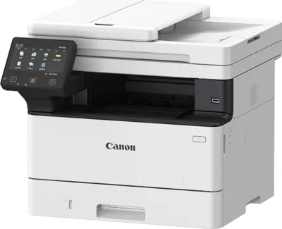 A white Canon i-SENSYS MF461dw multifunction printer is shown from a front-side angle against a white background.