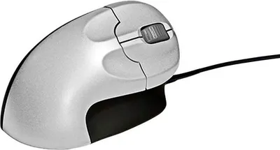 Zdjęcie produktu dla BakkerElkhuizen Grip Mouse, Po prawej stronie, Projekt pionowy, Optyczny, USB Typu-A, 1600 DPI, Czarny, Srebrny