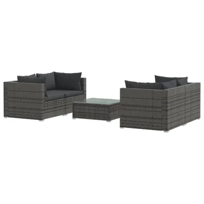 Imagen del producto de vidaXL Juego de jardín de 5 piezas con cojines, tejido de polirratán, color gris