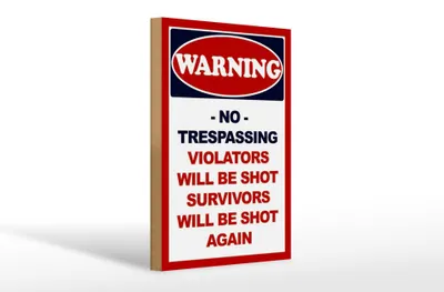 Produktbild von Holzschild Hinweis 20x30cm Warning no trespassing