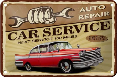 Produktbild von Blechschild Retro 18x12cm Car Service Auto repair 1972