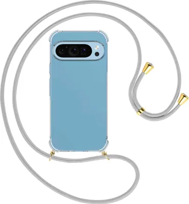 Produktbild von Handykette Backcover-Schutzhülle mit Band (Metall goldfarben) für Google Pixel 9 - silbergrau