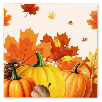 20 Papierservietten Herbst Kürbis 33x33 cm Tischdeko