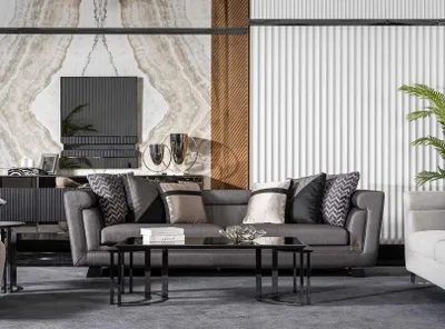 Immagine prodotto di Divano Divano Tessuto Tappezzeria Divani Soggiorno Design 4 Posti Grigio Alta Qualità