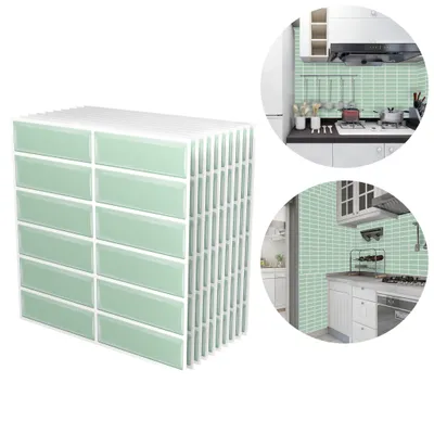 Produktbild von LZQ 10 Stück 3D Fliesenaufkleber 30×30 cm,Badezimmer Fliesenfolie Rechteck Fliesensticker für Bad Küche, Selbstklebend Wandfliesen Dekor, PVC Fliesen Selbstklebend Fliesendekor (Stil 1)