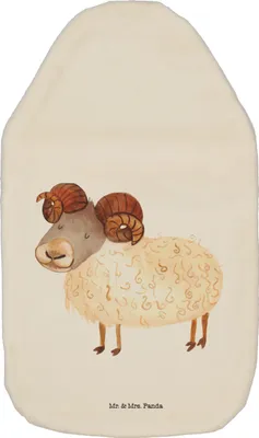 Produktbild von Mr. & Mrs. Panda Wärmflasche Sternzeichen Widder - Weiß - Geschenk, naturkautschuk, Schafbock, Geburtstag März, Wärmekissen, April, Bock, gummi, Wärmflaschen