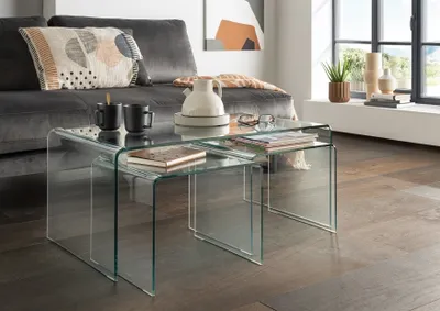 Produktbild von Couchtisch >7/121< in Klarglas, Glas - 90x38x50cm (BxHxT)