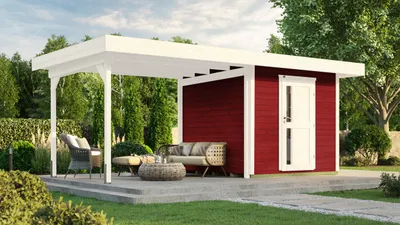 Produktbild von Gartenhaus weka DH 172 B Gr. 1 inkl. Fußboden 575 x 314 cm rot