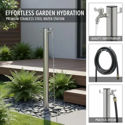 Imagen del producto de Fuente de agua, acero inoxidable, diseño resistente a la intemperie, color verde militar