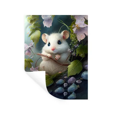 Produktbild von MuchoWow® Wandtattoo Wandsticker Wandaufkleber Maus - Wald - Blumen - Illustration - Waldtiere 60x80 cm Selbstklebend und Repositionierbar - Repositionierbar - Wasser abweisend