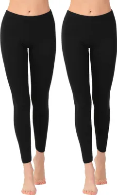 Produktbild von OCERA Damen Leggings Lang aus atmungsaktiver Viskose Schwarz Gr. M (40/42) 2er Pack