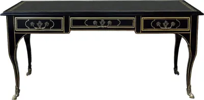 Produktbild von Casa Padrino Luxus Barock Schreibtisch Schwarz / Gold - Prunkvoller Mahagoni Bürotisch mit 3 Schubladen - Barock Büro Möbel - Luxus Büro Möbel im Barockstil - Edel & Prunkvoll