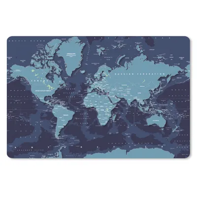 Produktbild von MuchoWow® Schreibtischunterlage Weltkarte - Abstrakt - Blau 60x40 cm - XXL Mauspad - Großes Mauspad