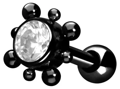 Produktbild von Ohrpiercing Chirurgenstahl Ohrpiercing KRISTALL + KUGELQUADRAT