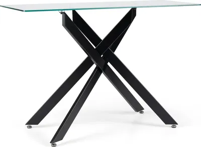 Image de Table console en verre, plateau en verre trempé, pieds en métal