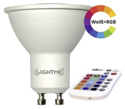 Produktbild von LightMe LED Reflektor 4,5W = 25W GU10 250lm RGBW 3000K 100° Dimmbar mit Fernbedienung
