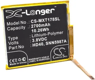 Produktbild von vhbw Akku Ersatz für Motorola SNN5987A, HD40 für Handy Smartphone Telefon (2700 mAh, 3,8 V, Li-Polymer)