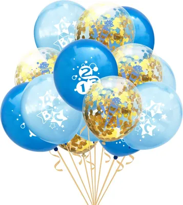 Produktbild von Oblique Unique Konfetti Luftballon Set für Schuleinführung Schulanfang Deko Ballons blau gold