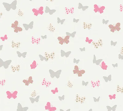 Produktbild von A.S. Création Kinderzimmertapete Attractive Tapete mit Schmetterlingen Vliestapete weiß grau rosa 10,05 m x 0,53 m
