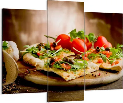 Produktbild von Bild auf Leinwand - Leinwandbild - Pizza Vegetarier Italien Essen - 130x100cm - Wand Bild - Wanddeko - Leinwanddruck - Bilder - Kunstdruck - Leinwand bilder - Wandkunst - CB130x100-2540