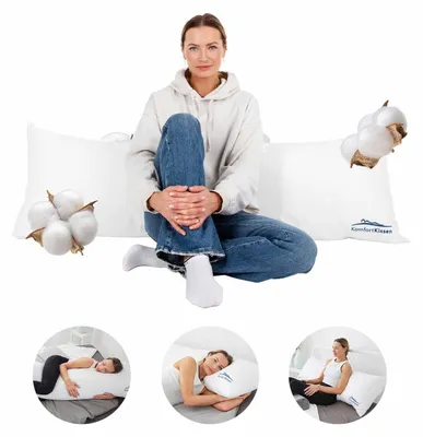 Zdjęcie produktu dla Ergonomiczna poduszka dla osób śpiących na boku – bambus (chłodząca) / biała 150 x 50 cm