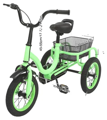 Obrázok produktu pre Trojkolesový bicykel, nastaviteľné riadidlá, vysoko citlivý brzdový systém, svetlozelená farba